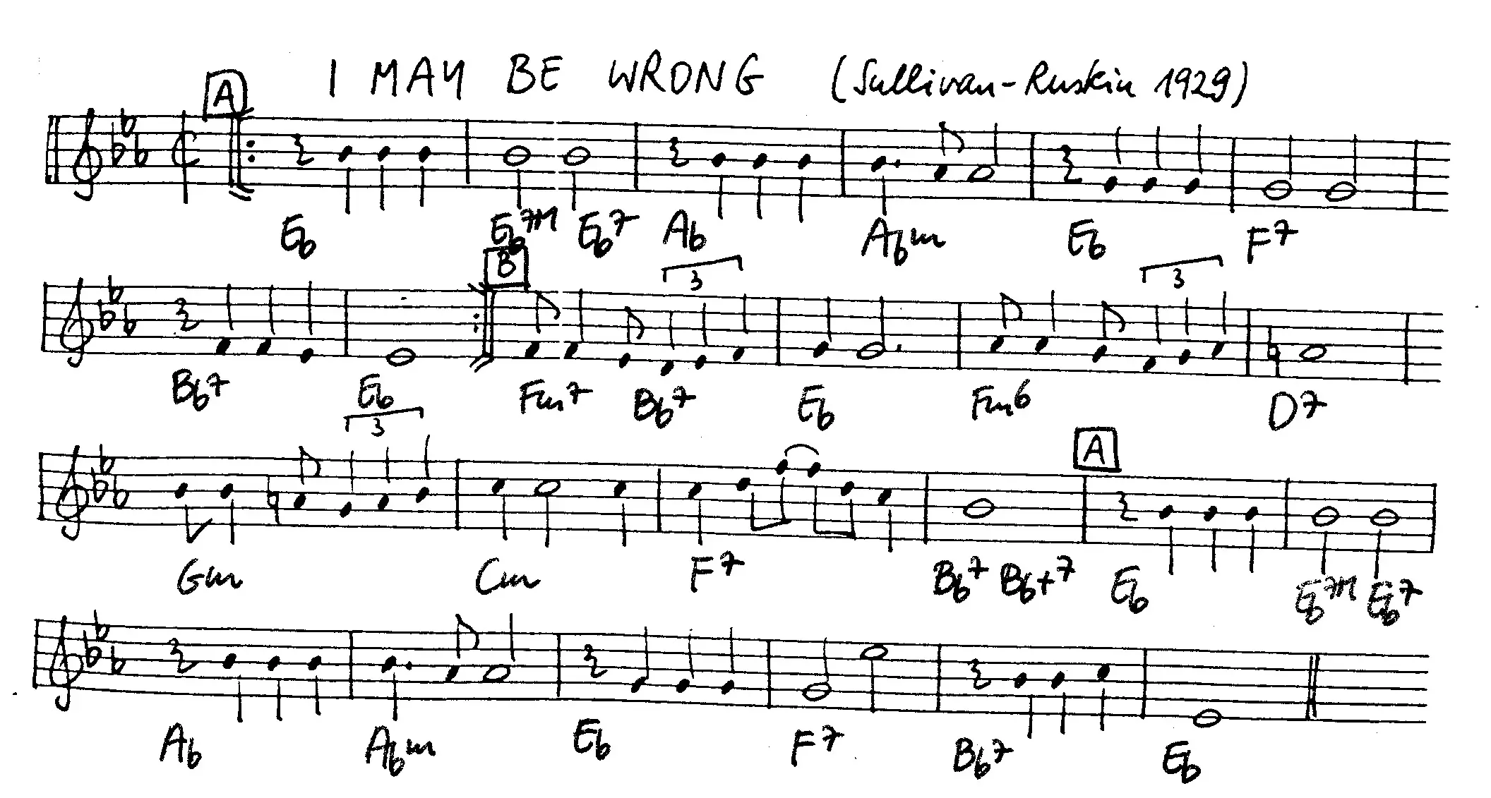 i may be wrong free jazz leadsheet - Courtesy of the Jungle Jazz Band